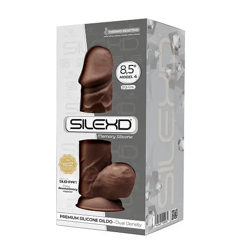 SilexD 8.5 inch Realistic Silicone Dual Density Girthy Dildo with Suction Cup with Balls Brown Silexd