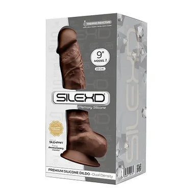 SilexD 9 inch Realistic Silicone Dual Density Dildo with Suction Cup with Balls Brown Silexd