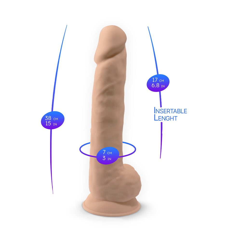 SilexD 15 inch Realistic Silicone Dual Density Dildo with Suction Cup with Balls Silexd