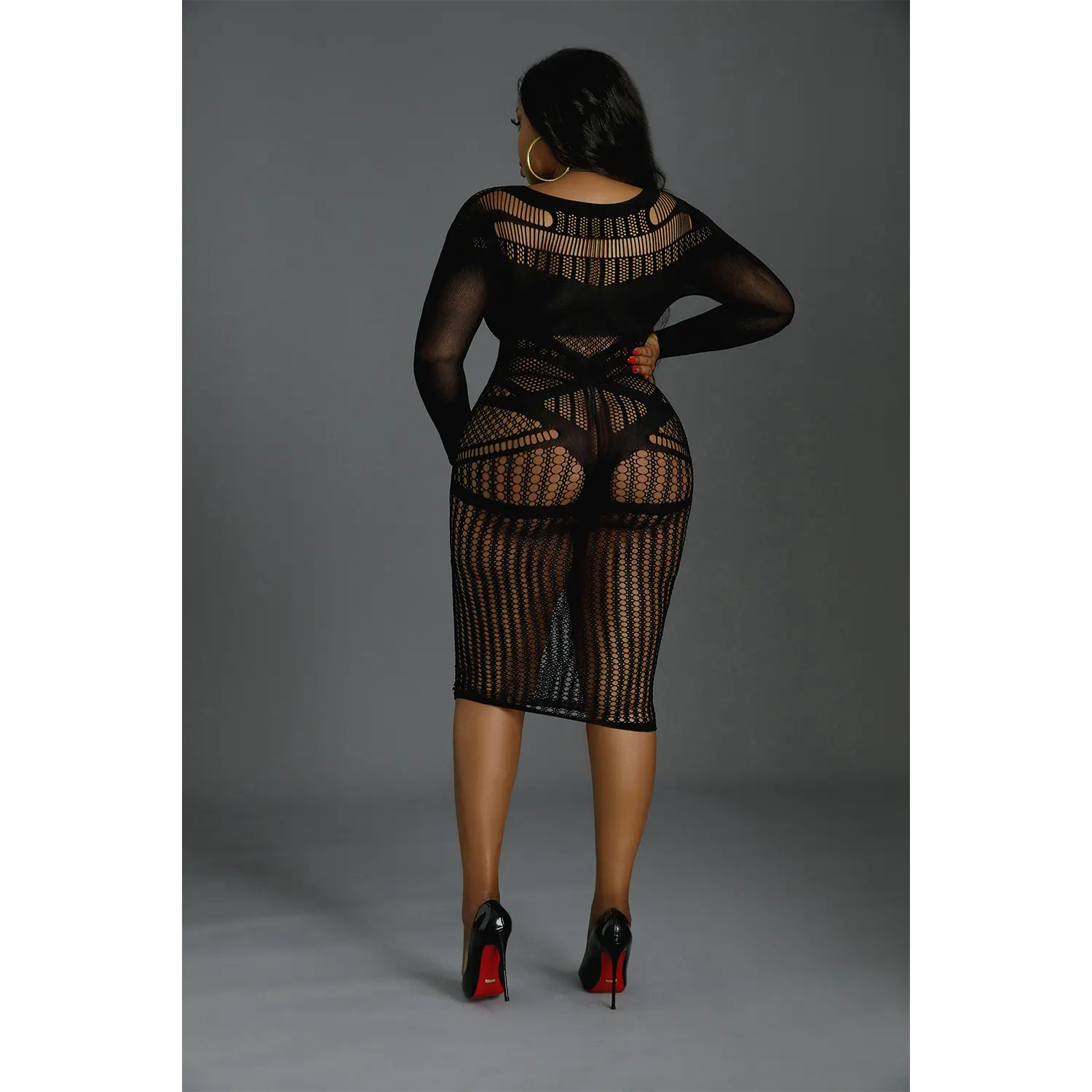 Moonlight Long Sleeve Lace Dress Black Plus Size Moonlight Lingerie