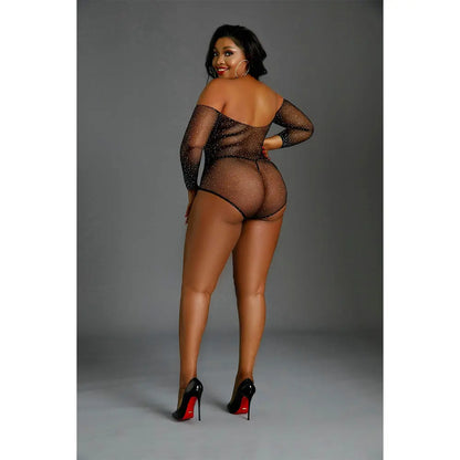 Moonlight Black Off the Shoulder Sparkle Body Plus Size Moonlight Lingerie
