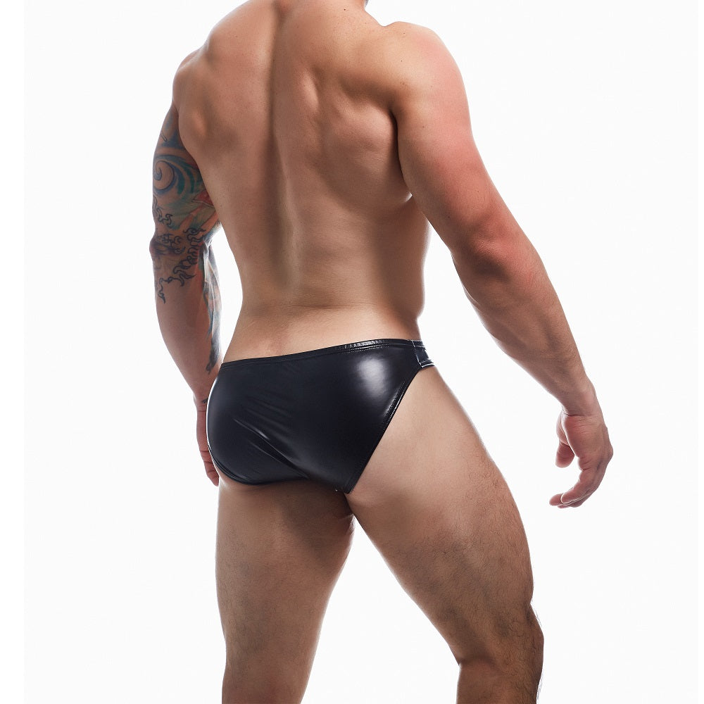 C4M Boost Black Leatherette Bikini Brief Small Cut 4 Men