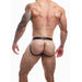 C4M Ergonomic Black Leatherette Jockstrap Extra Large Cut 4 Men