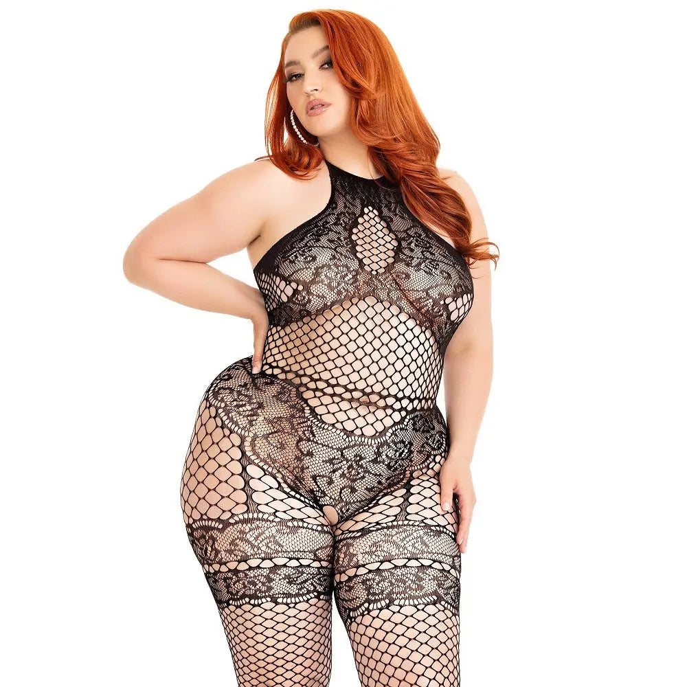 Leg Avenue Seamless Halter Bodystocking Plus Size Leg Avenue