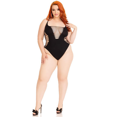 Leg Avenue Shredded Thong Bodysuit Black Plus Size Leg Avenue