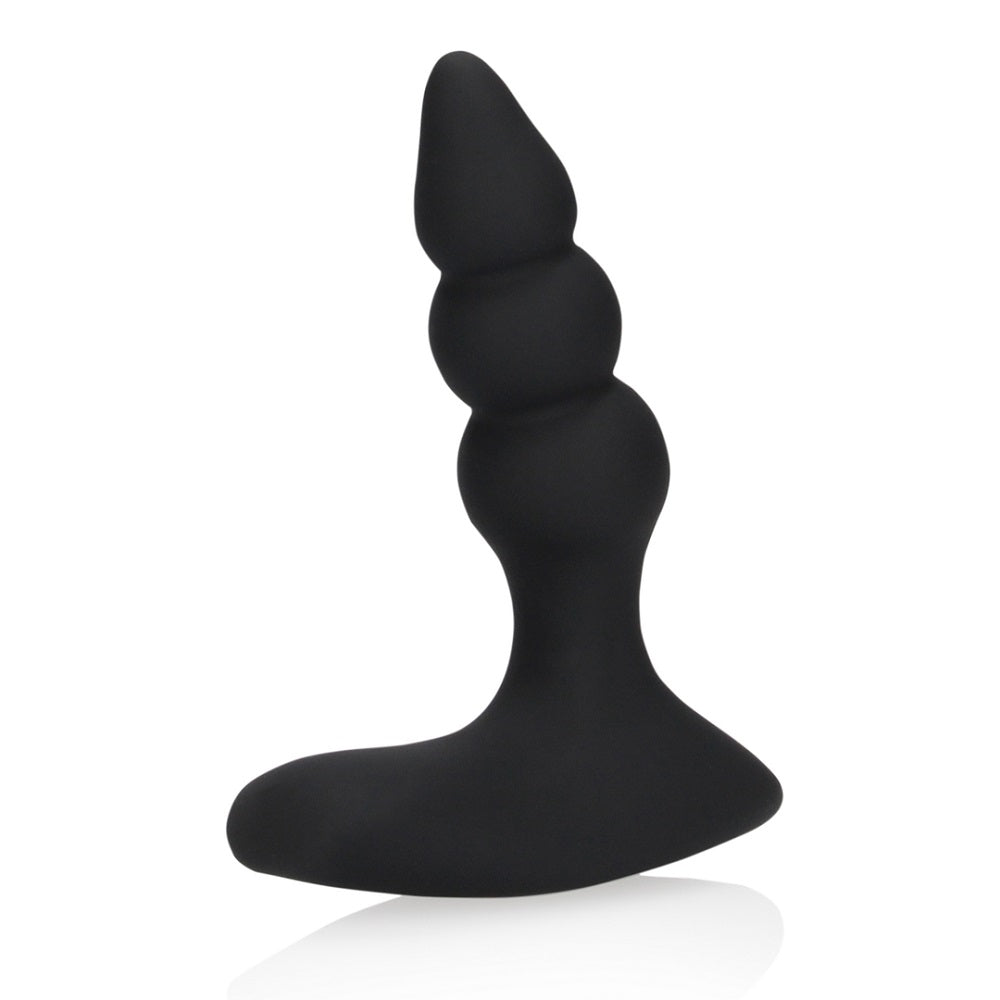 Beaded Vibrating Anal Plug with Remote Control Black Shots Toys