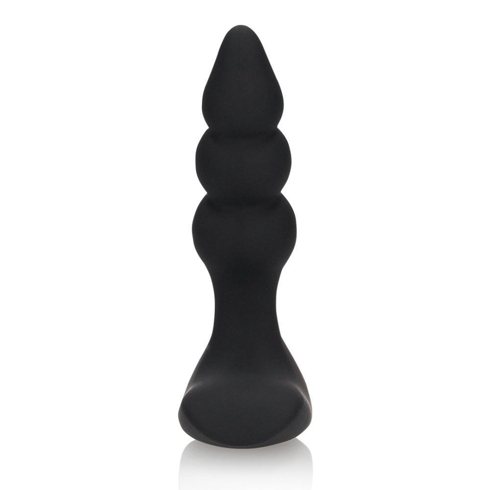 Beaded Vibrating Anal Plug with Remote Control Black Shots Toys