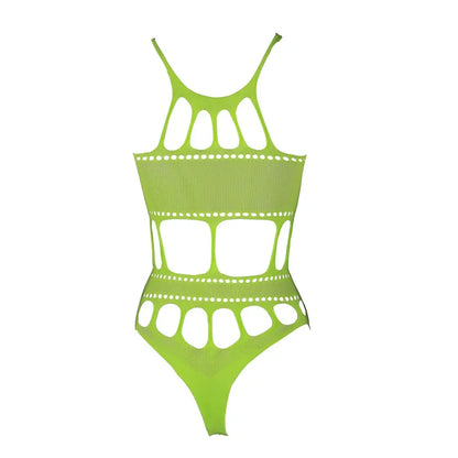 Cut Out Thong Bodysuit Neon Green Plus Size Shots Toys