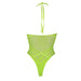 Halter Tie Neck Bodysuit Neon Green Plus Size Shots Toys