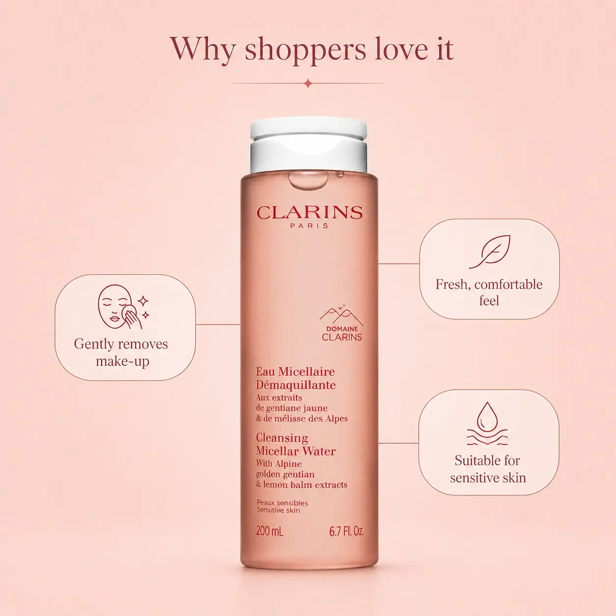 Clarins Cleansing Micellar Water with Alpine Herbs 200ml Sensitive Skin Clarins