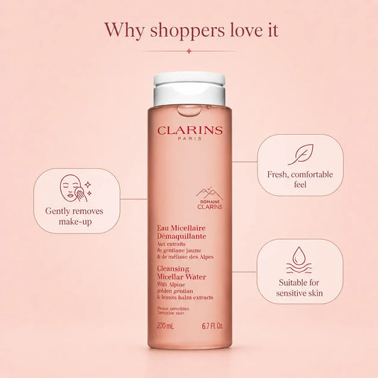 Clarins Cleansing Micellar Water with Alpine Herbs 200ml Sensitive Skin Clarins
