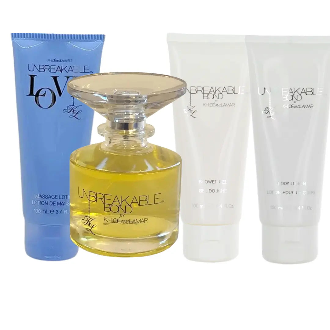 Khloe and Lamar Unbreakable Bond Gift Set EDT 100ml + B/Lotion 100ml + S/Gel 100ml + M/Oil 100ml Unboxed Khloe & Lamar