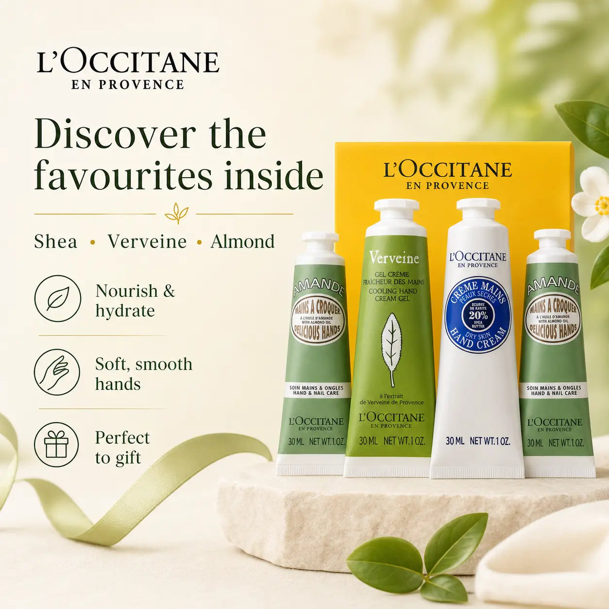 L'Occitane Soft Hands Trio 3 x 30ml -  Shea Butter + Almond + Verbena L'Occitane