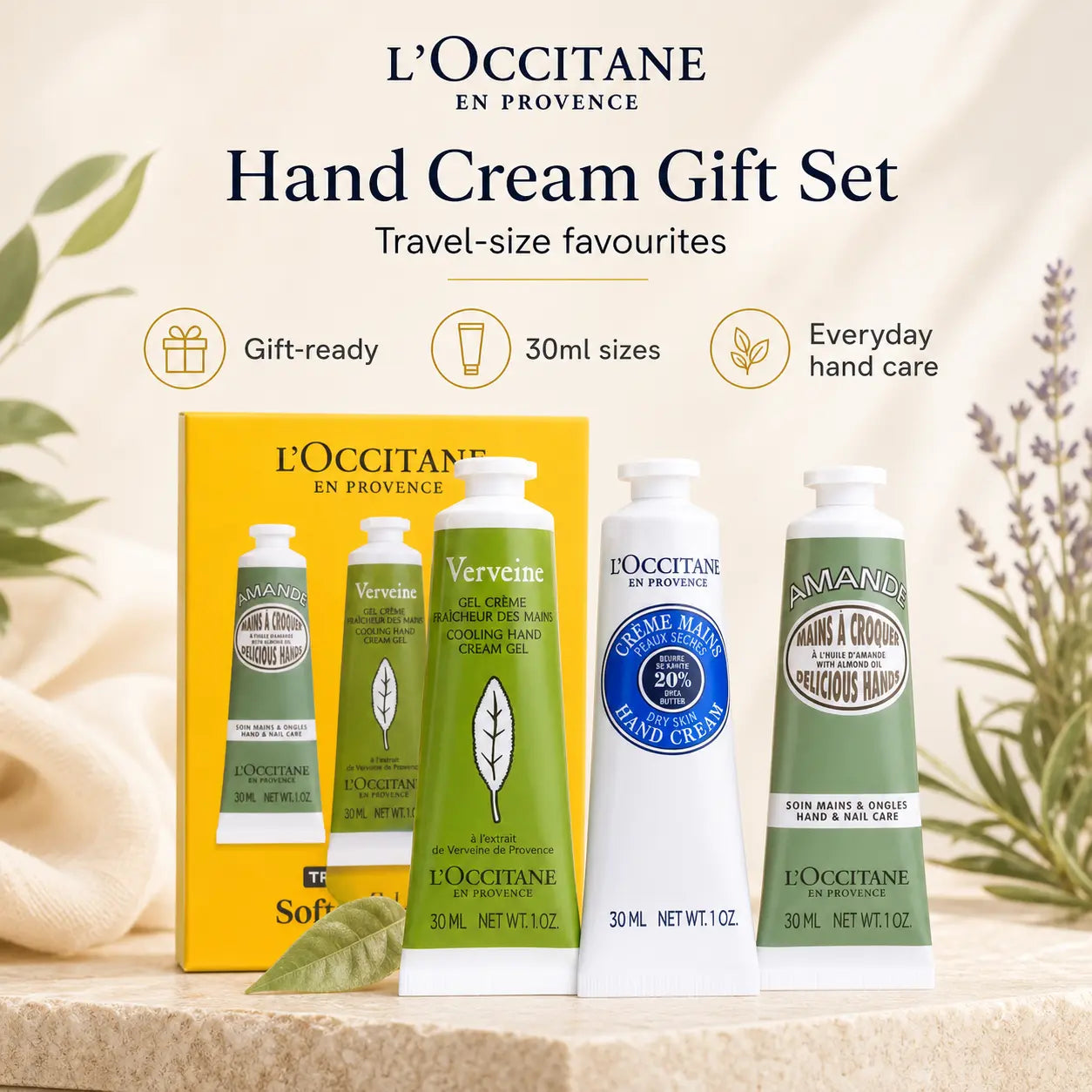 L'Occitane Soft Hands Trio 3 x 30ml -  Shea Butter + Almond + Verbena L'Occitane