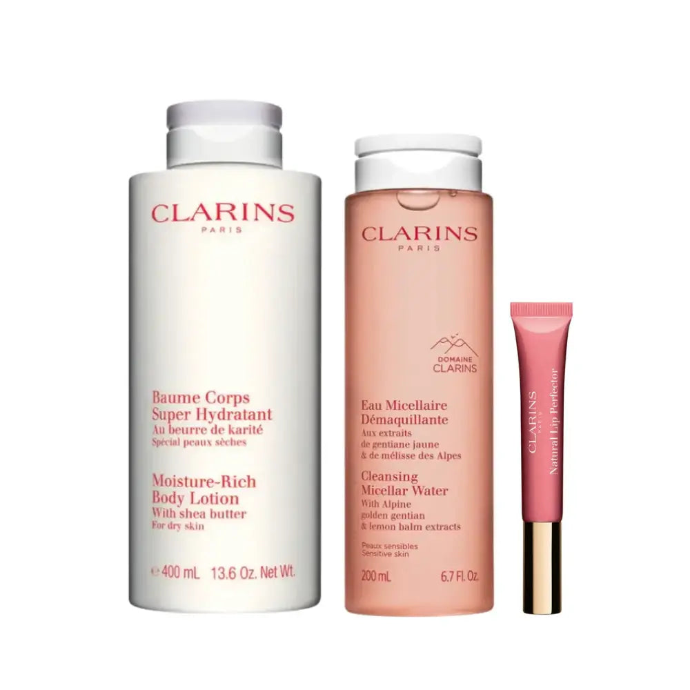 Clarins Beauty Bundle Body Lotion 400ml + Micellar Water 200ml + Lip Perfector 12ml Clarins