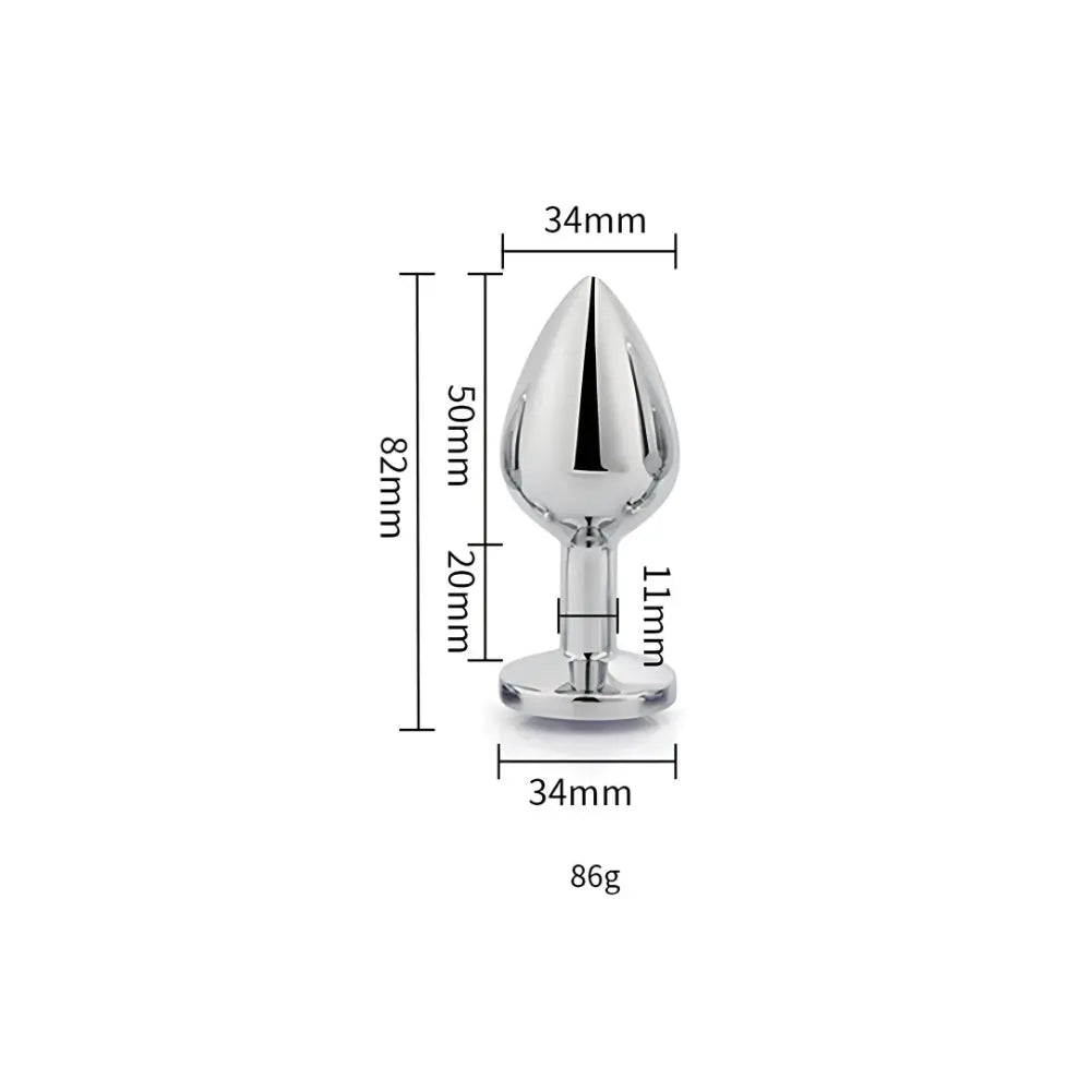 Toosh Silver Metal Butt Plug Medium Clear Stone Toosh