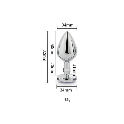 Toosh Silver Metal Butt Plug Medium Clear Stone Toosh