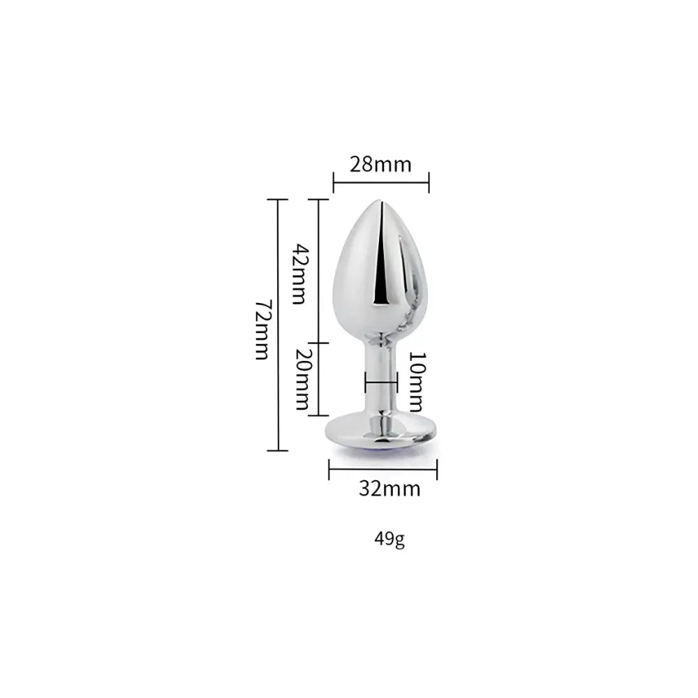 Toosh Silver Metal Butt Plug Small Clear Stone Toosh