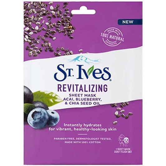St.Ives Revitalising Sheet Mask 1 Pack - Acai, Blueberry & Chai St. Ives