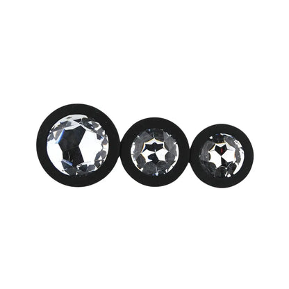 Toosh Silicone Butt Plug Black Set of 3 Clear Stone Toosh