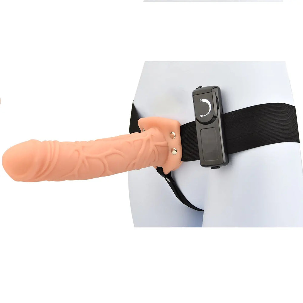 Loving Joy 8 Inch Vibrating Hollow Strap On Vanilla